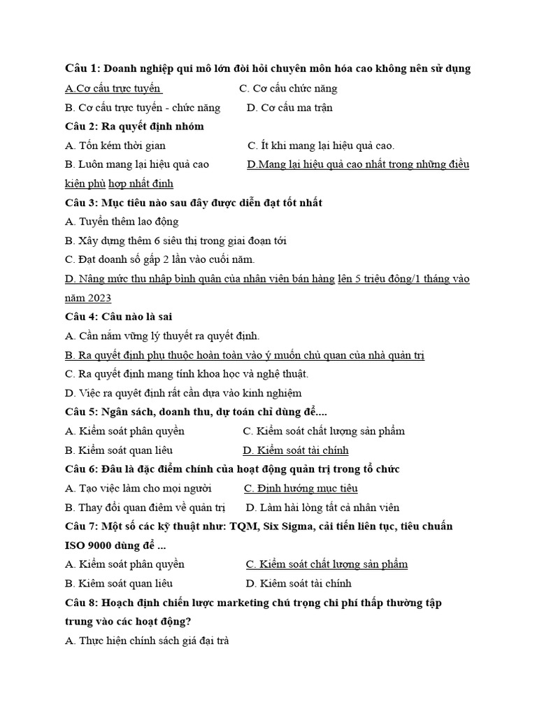 Trắc nghiệm QTH | PDF