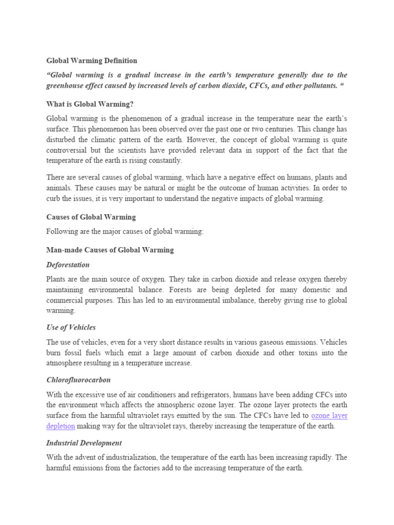 Global Warming Definition | PDF | Climate Change | Greenhouse Effect