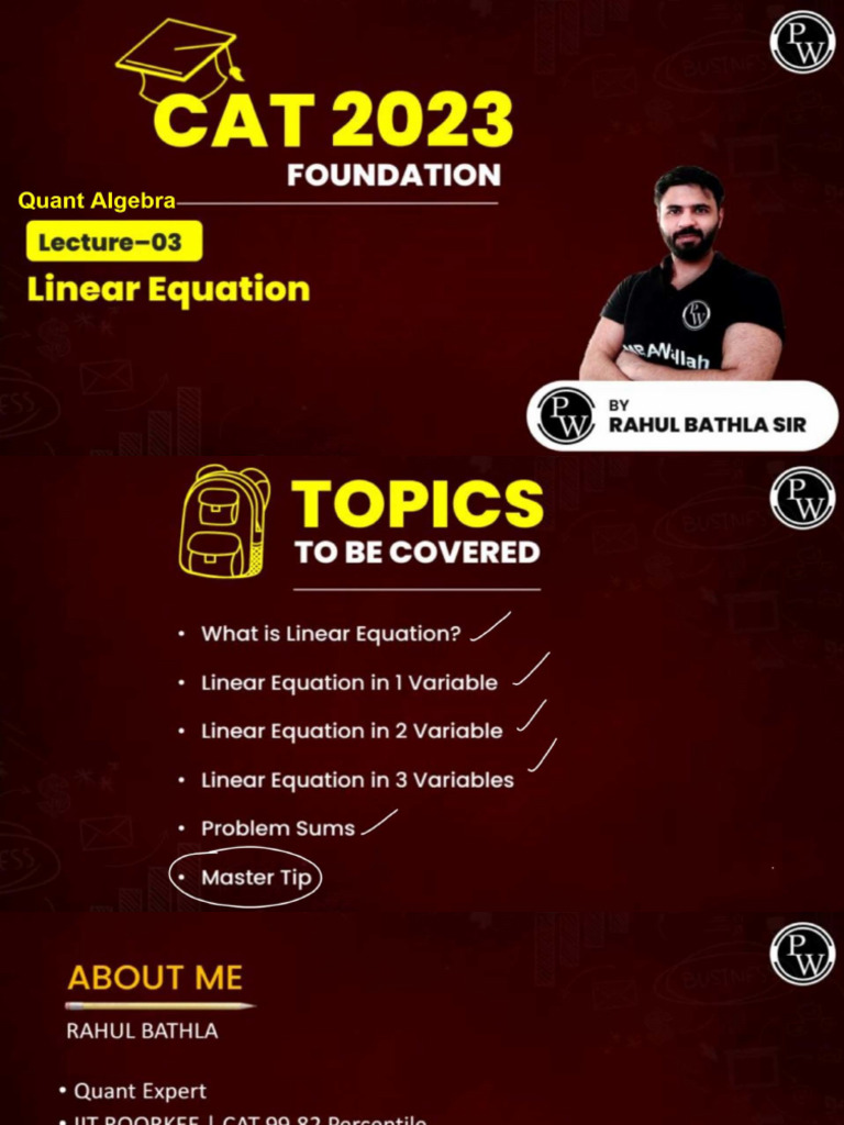 Quant Algebra 03 - Linear Equations - Class Notes - MBA Foundation 2023 ...