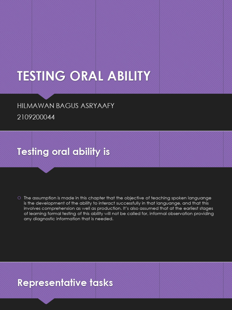 Testing Oral Language Proficiency | PDF