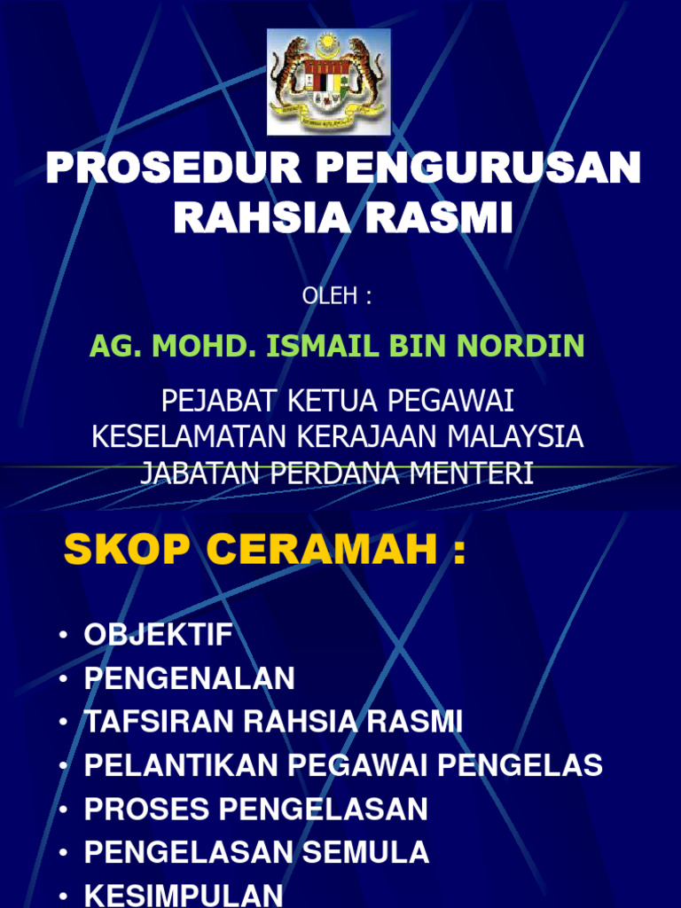 PROSEDUR PENGURUSAN RAHSIA RASMI | PDF