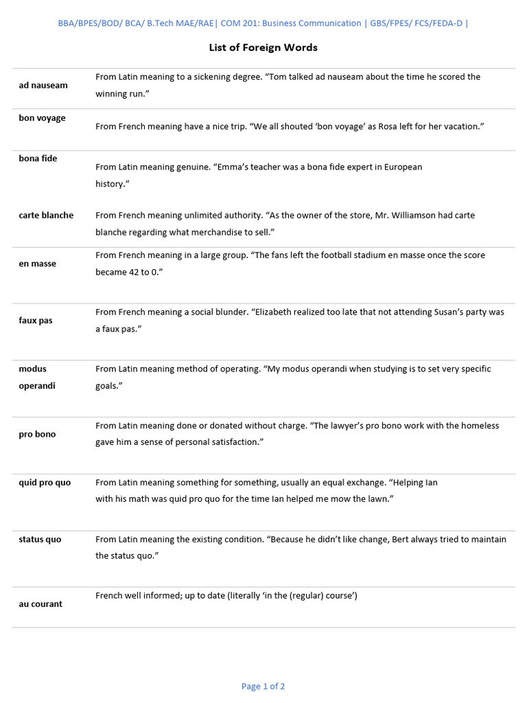 Foreign Words | PDF