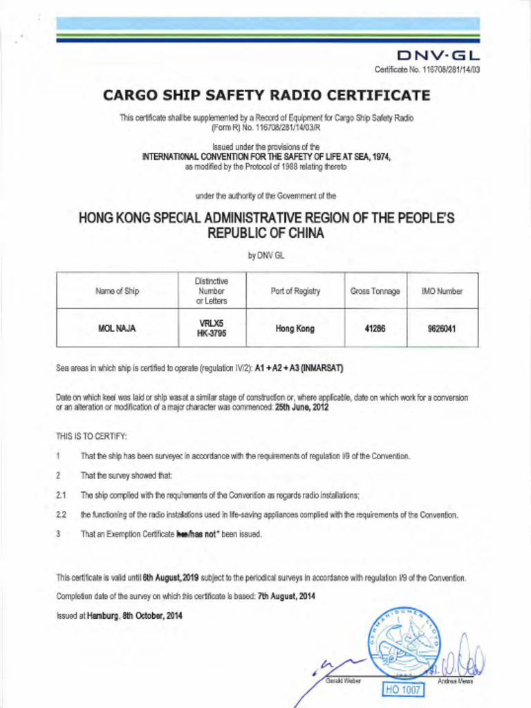 3.14 Cargo Ship Safety Radio Certificate PDF