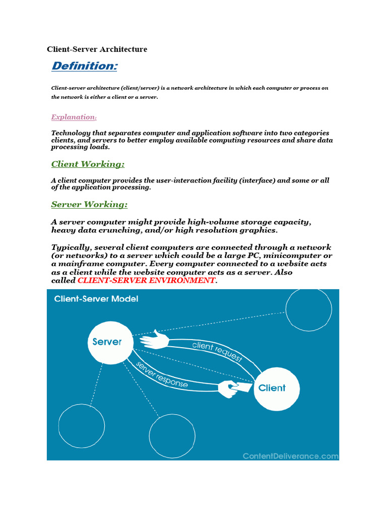 Definition:: Client-Server Architecture | PDF | Client–Server Model ...