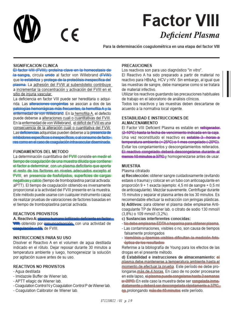 Determinación del Factor VIII en Plasma | PDF | Trastorno genético ...