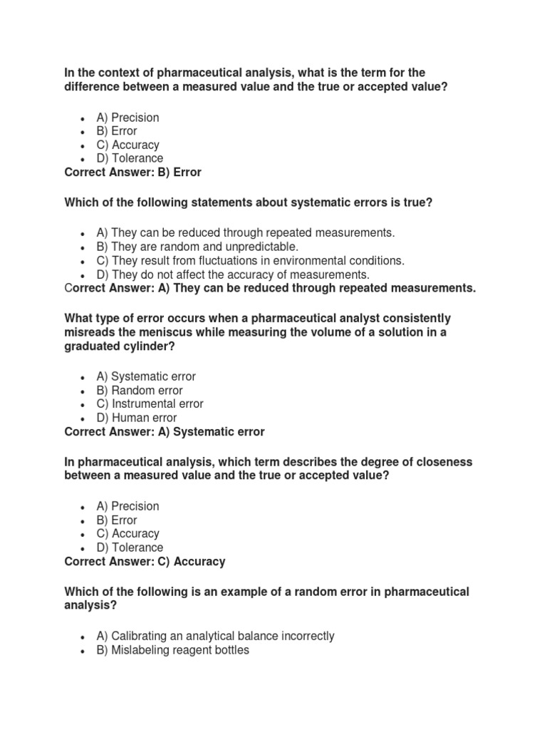Pharmaceutical analysis mcq with answer 1 pdf