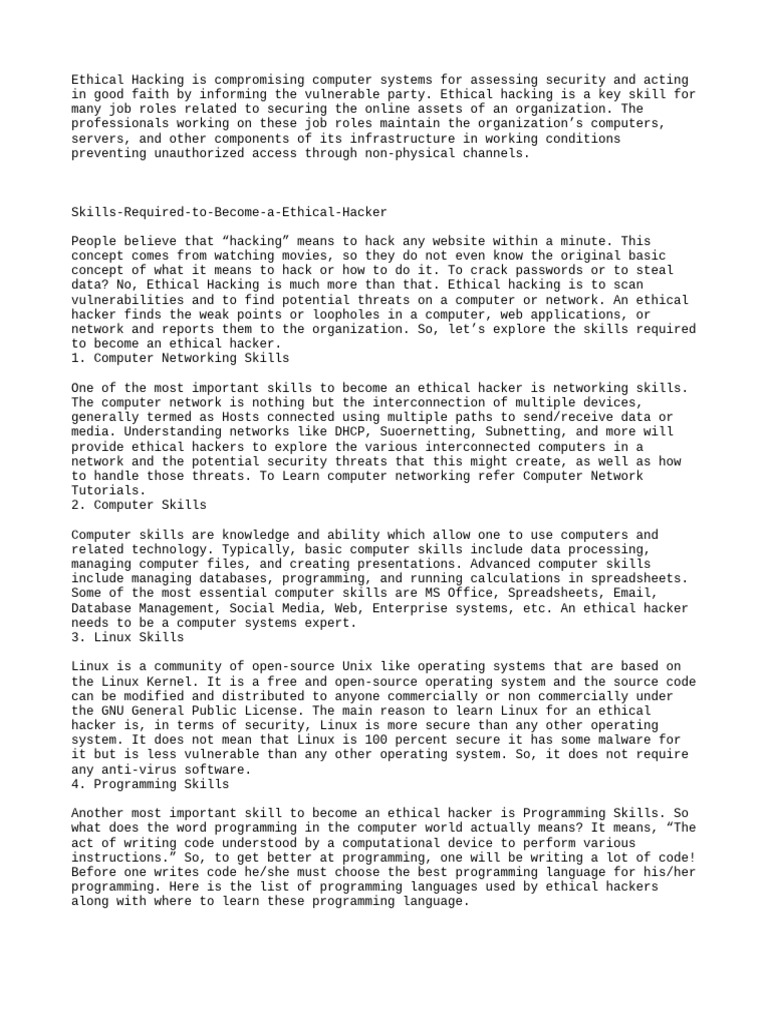 Ethical hacking pdf linux security hacker