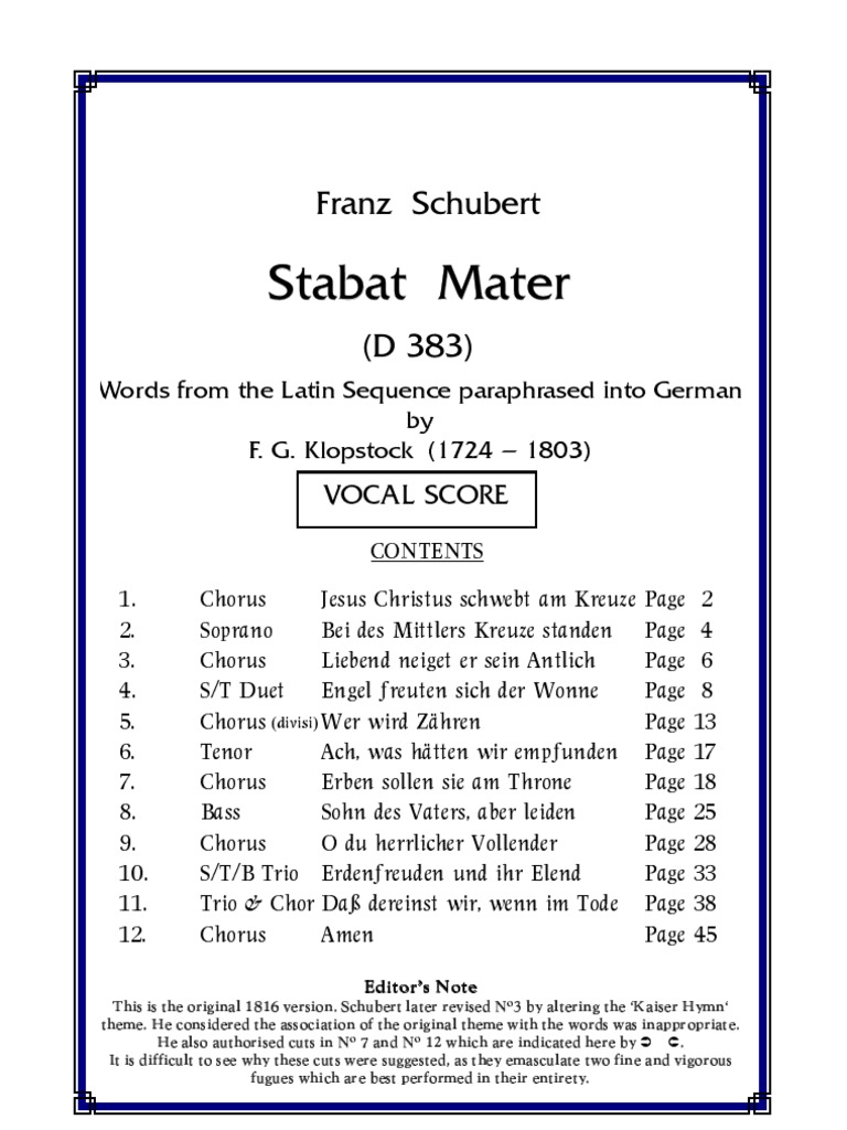 Schubert Stabat Mater D3 Latin Script Western Calligraphy