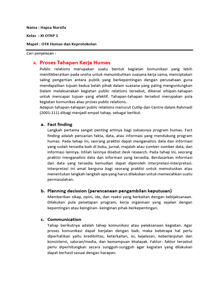 Proses dan Manfaat Humas di Perusahaan | PDF