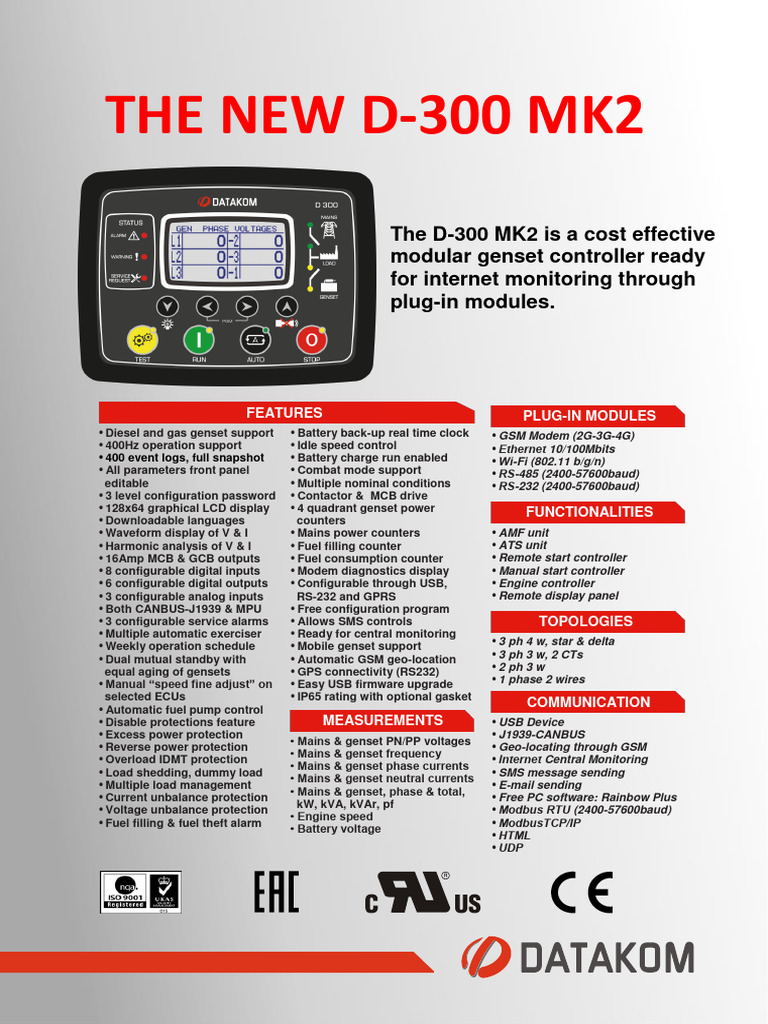 Datakom-D300 MK2 Data | PDF | Mains Electricity | Usb