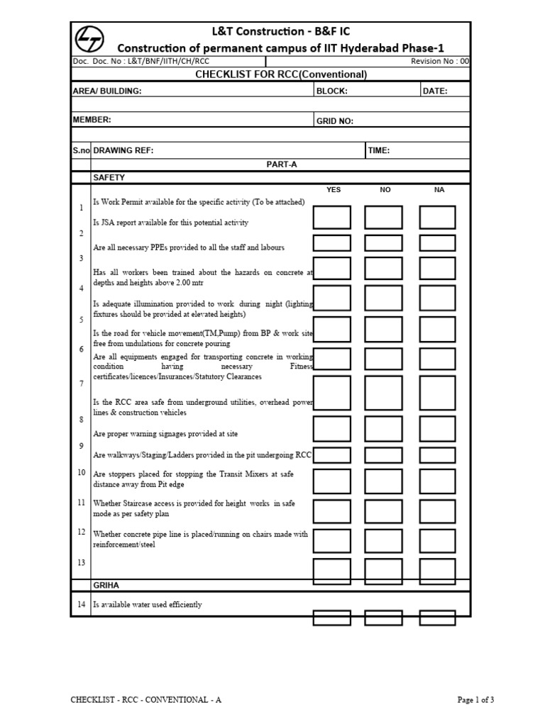 Rcc checklist pdf concrete materials