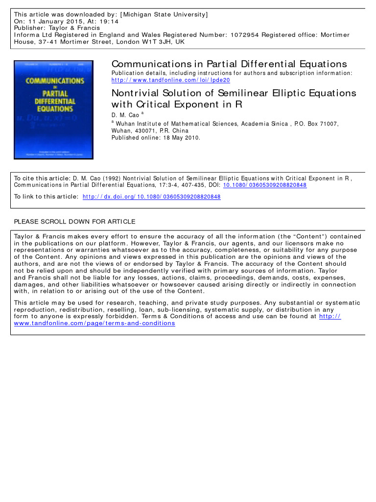Nontrivial Solution of Semilinear Elliptic Equations With Critical ...
