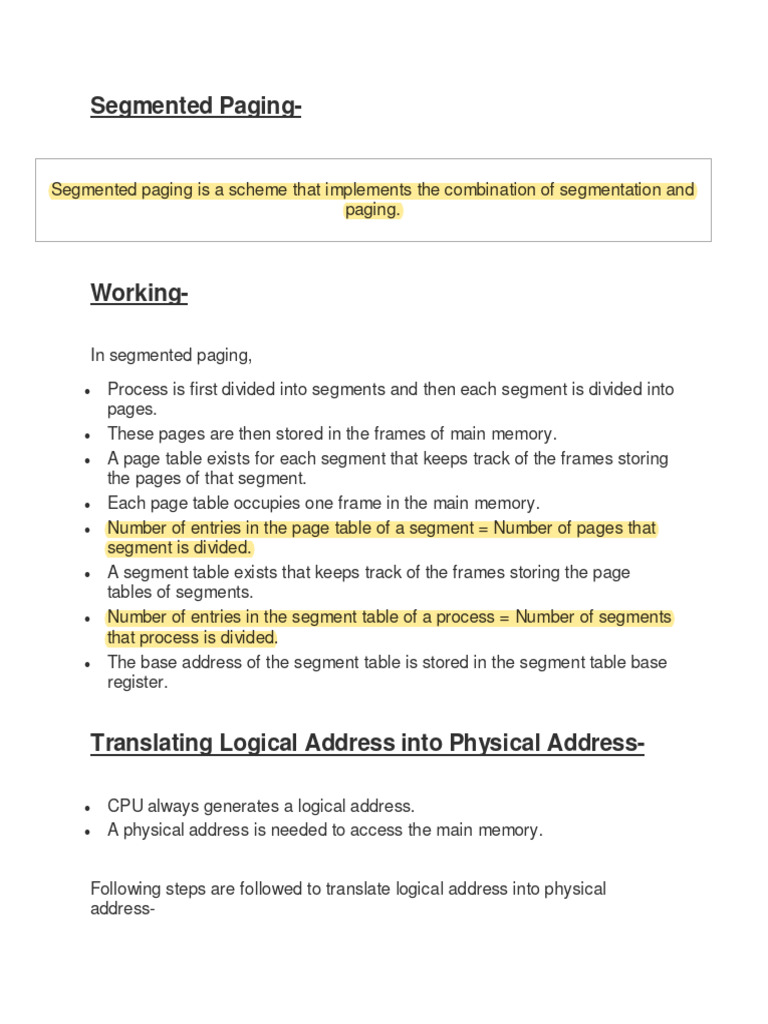 Segmented Paging in Operating Systems | PDF | Computer Architecture ...