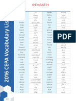 Translated Vocabulary List, English