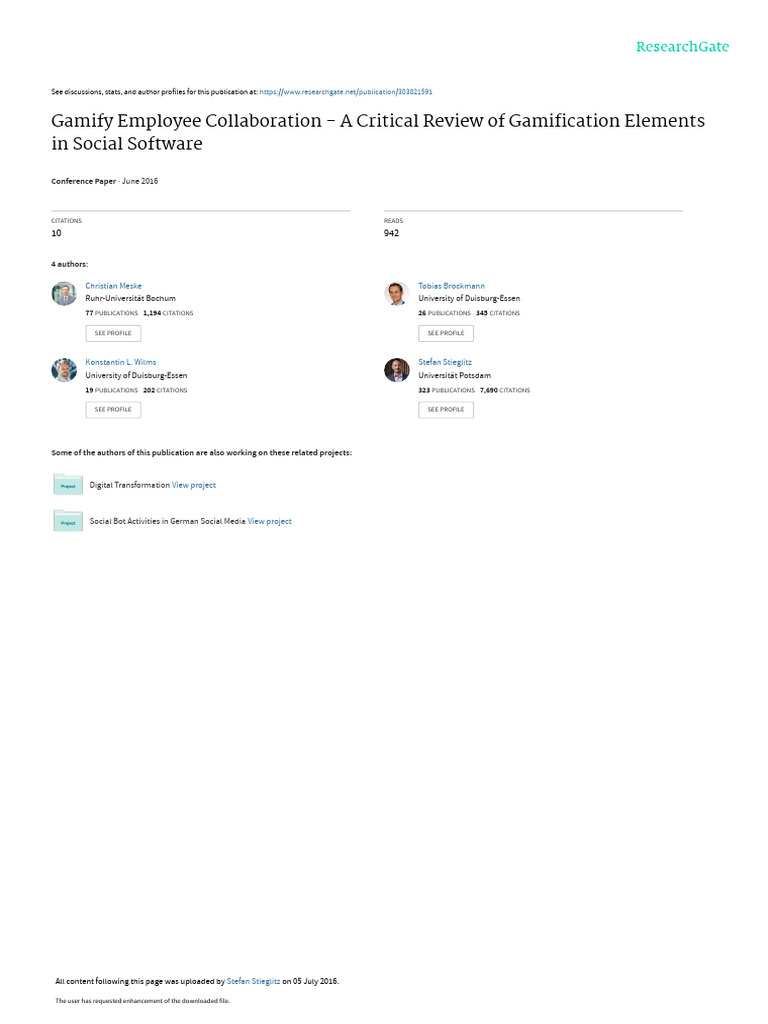 Gamify Employee Collaboration - A Critical Review | PDF