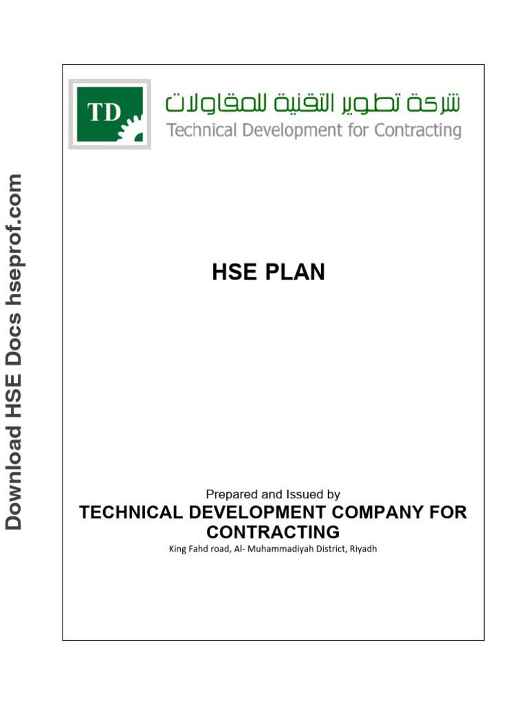 HSE Plan for Technical Development Co. | PDF | Occupational Safety And ...