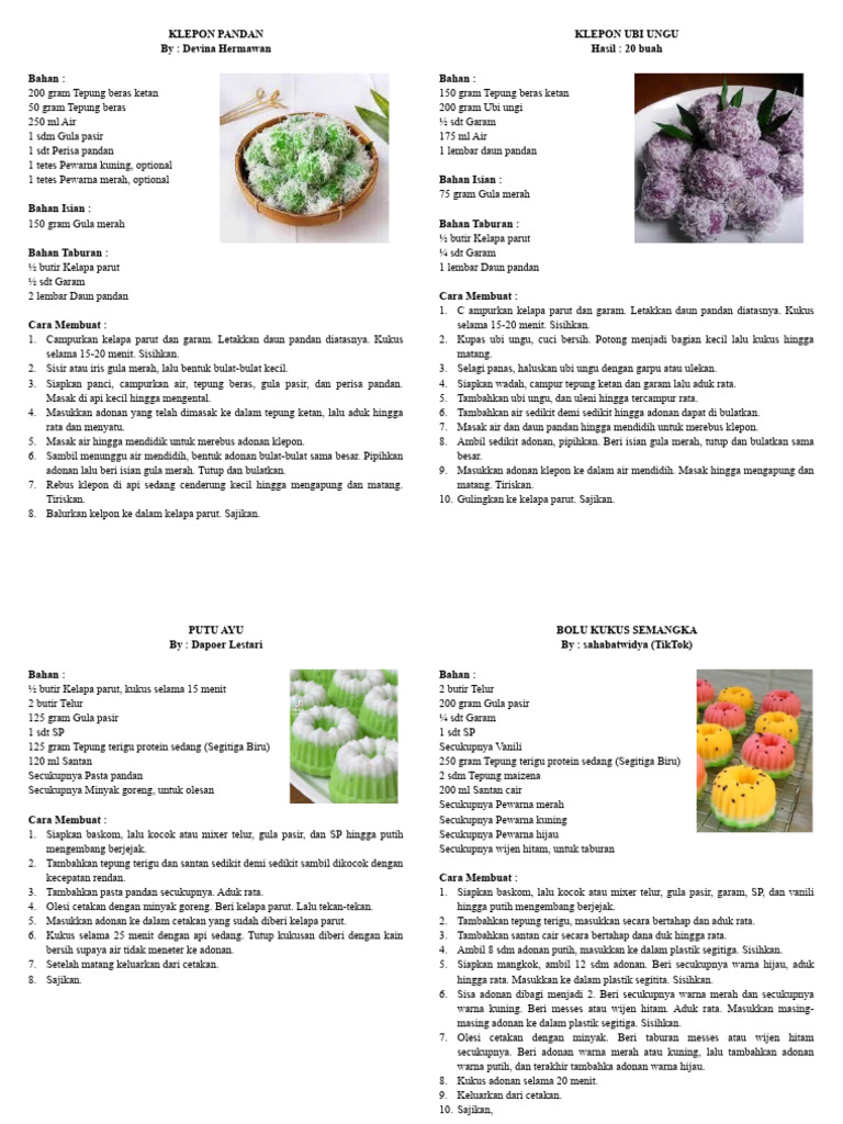 Kumpulan Resep Kelas Tata Boga | PDF