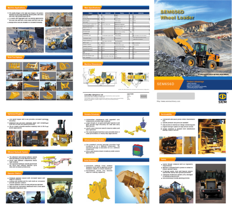SEM656D Wheel Loader Overview and Specs | PDF | Brake | Reliability ...
