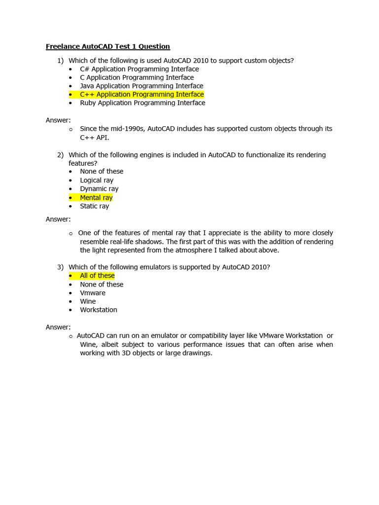 Autocad Test 1 _ Evaluation Autocad Testez votre niveau sur AutoCAD – EIMIZ