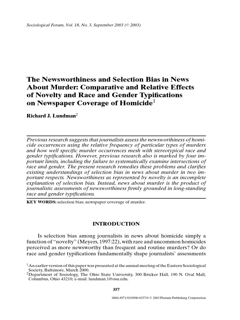 The Newsworthiness and Selection Bias in News About Murder Comparative
