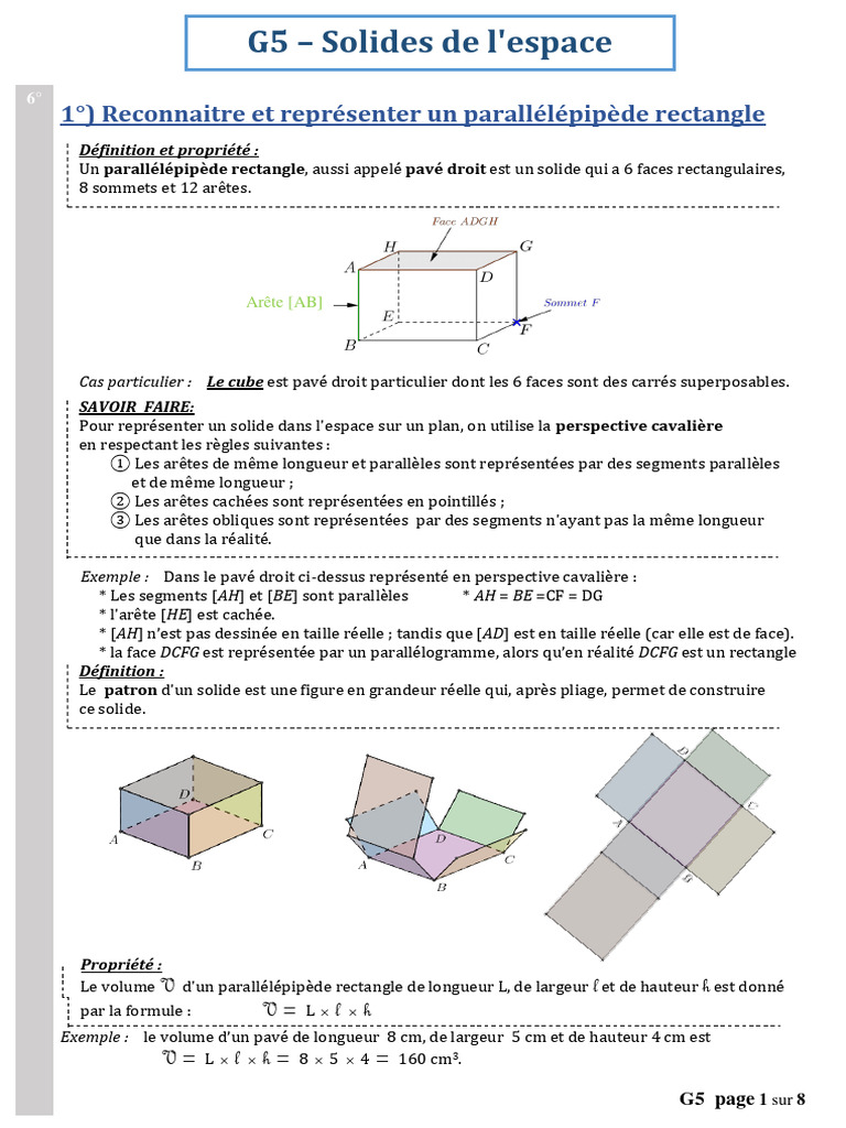 Parallélépipède rectangle et solides | PDF | Zone | Angle