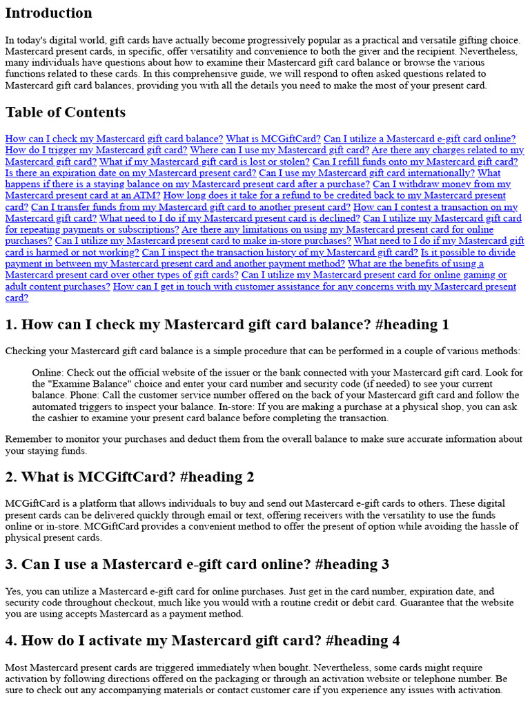 Mastercard Gift Card Balance Guide | PDF