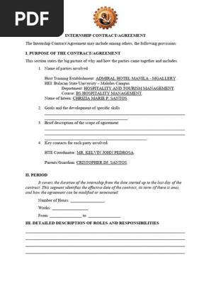 Internship Contract Agreement