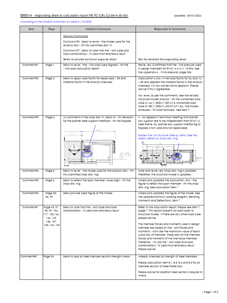 説明文 Calculation - EWS114 - Rev.2 (09-01-2024) | PDF | Engineering