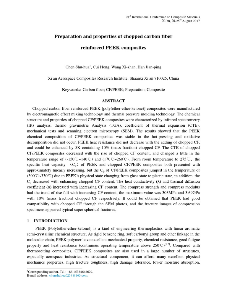 Preparation and Properties of Chopped Carbon Fiber Reinforced PEEK ...