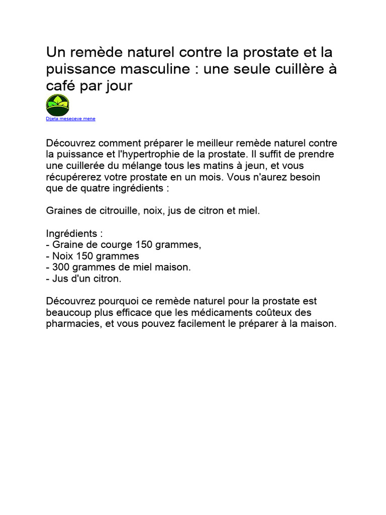 Remède naturel pour la prostate efficace PDF Livres de cuisine — free download