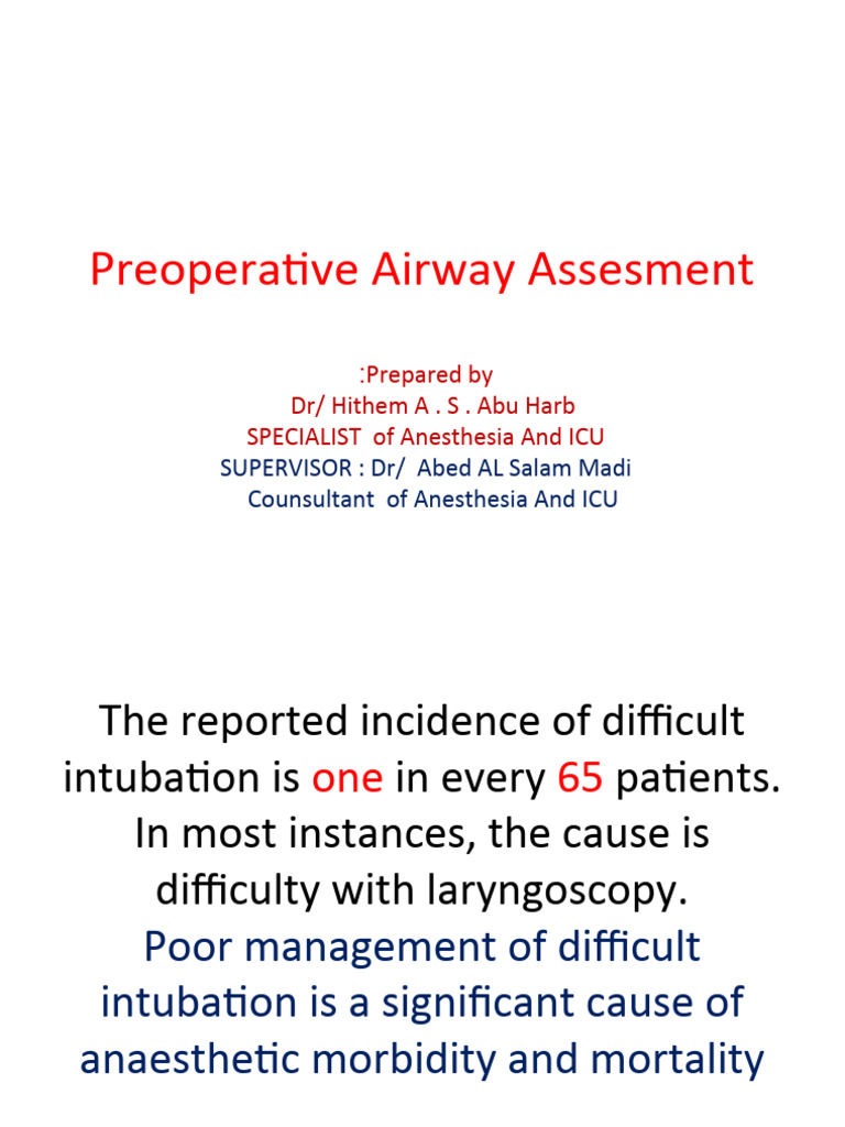 Preoperative Airway Assessment Guide | PDF | Anesthesia | Medical ...