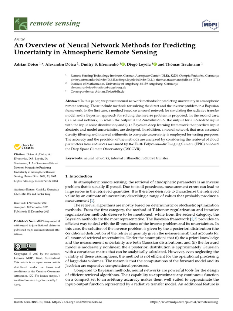 An Overview of Neural Network Methods For Predicting Uncertainty in ...