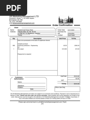 Order Confirmation