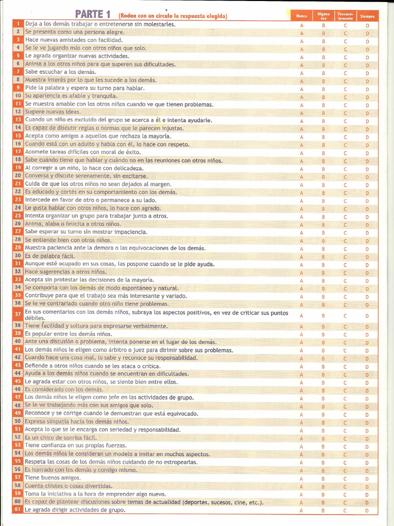 Test BAS-2 Padres-Educadores | PDF