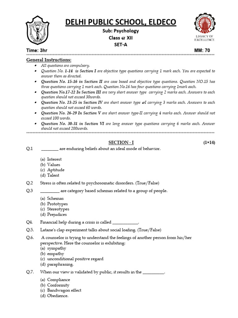 Xll practice sample pdf mental disorder anxiety