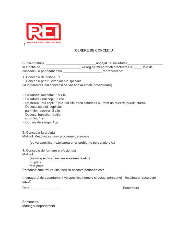 Cerere de Concediu | PDF