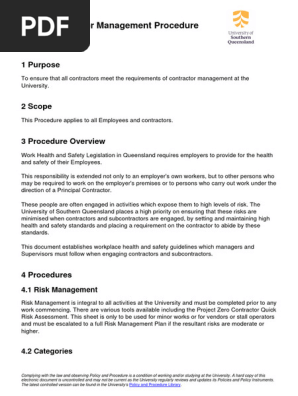 Contractor Management Procedure