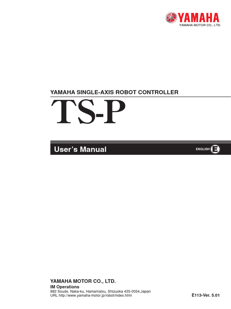User's Manual Yamaha SingleAxis Robot Controller PDF