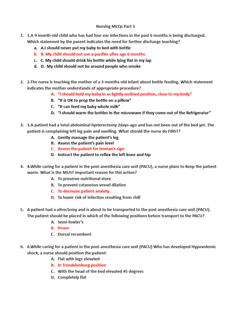Nursing MCQs Part 3 PDF