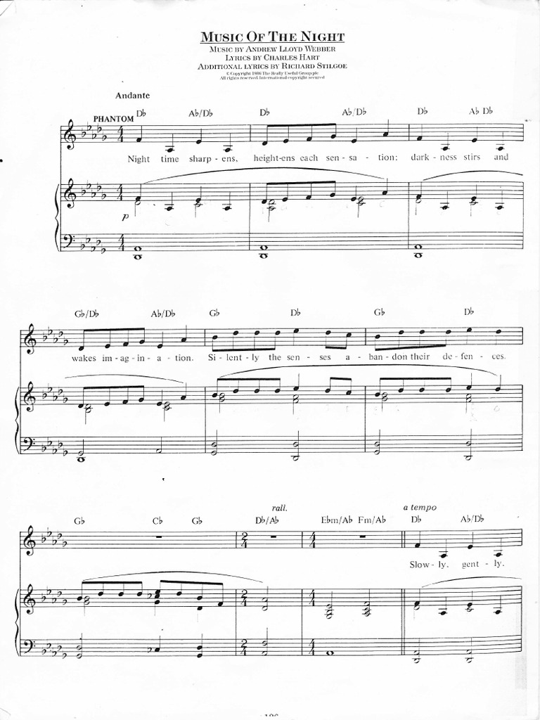 Music of the Night Lyrics PDF | PDF | Performing Arts | Notation