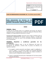 Bases PRIMERA.-Objeto.: PLAZO DE PRESENTACIÓN DE SOLICITUDES: Del 13 Al 20 de Marzo de 2015