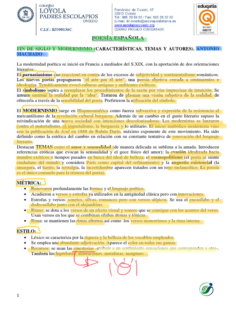 POESÃ A ESPAÃ OLA Provisional 23-24 | PDF | Poesía