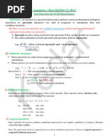 Java Definitions of Operators, CH-2 (Class - Ix, 2022)