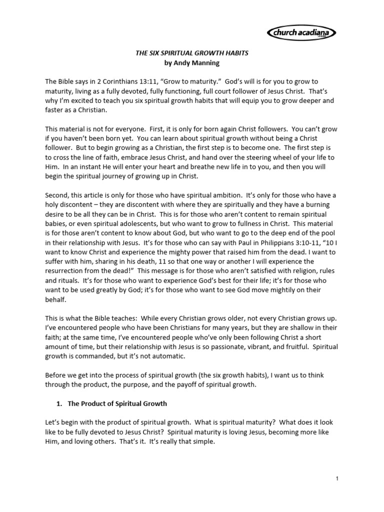 Six Habits for Spiritual Growth | PDF | Jesus | God