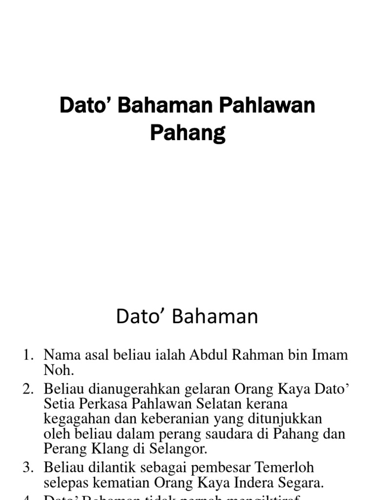 Dato' Bahaman Pahlawan Pahang | PDF