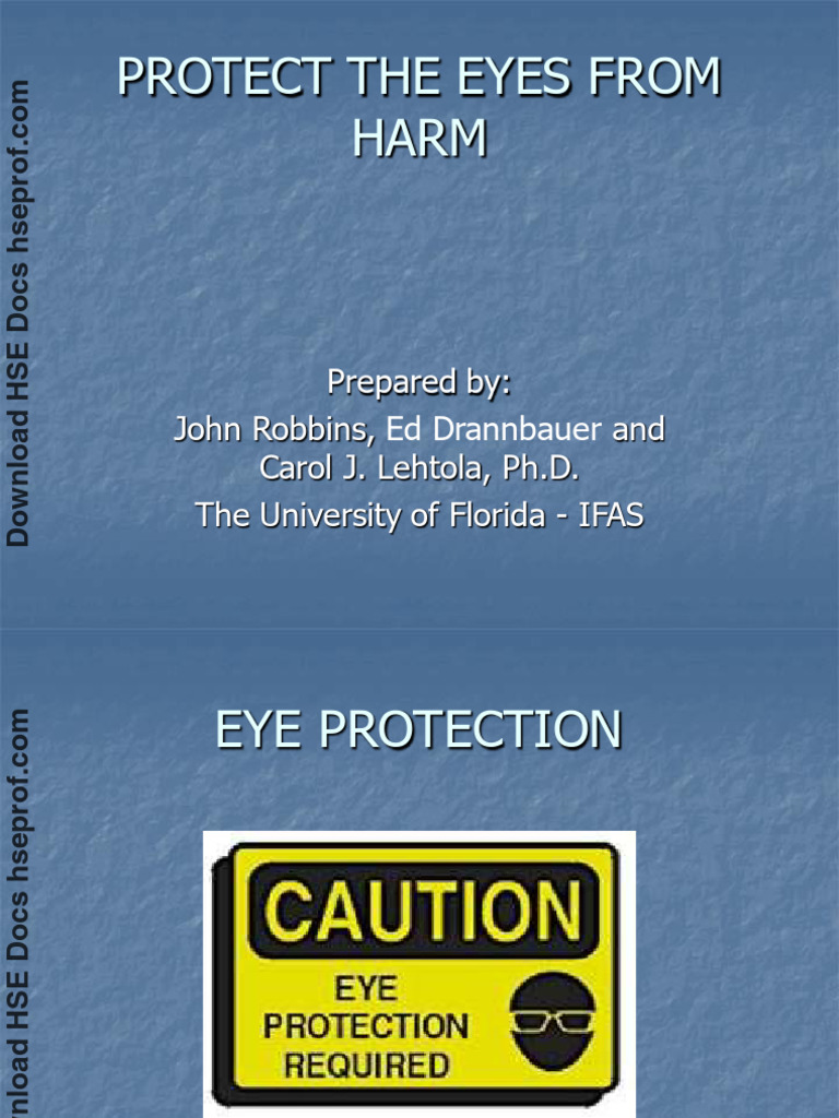 HSE Protect Eyes from Harm Eyes Safety PDF Glasses Occupational