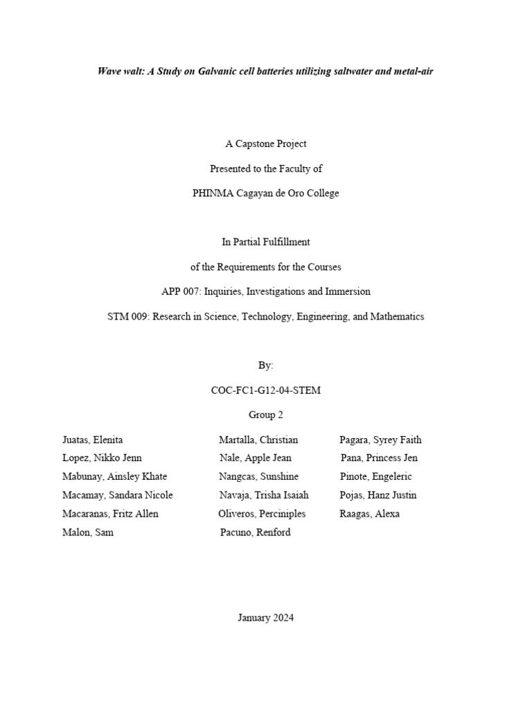 Final Title Page | Download Free PDF | Redox | Anode