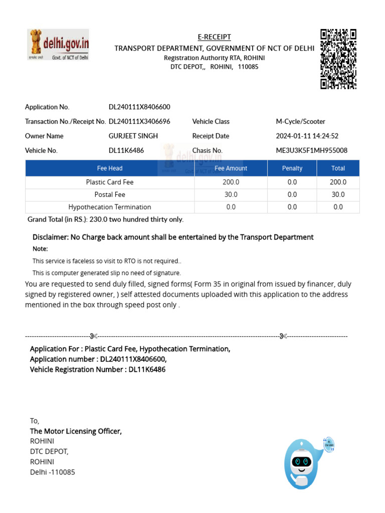 RTO Fees and Registration Process in Delhi | PDF | Finance & Money ...