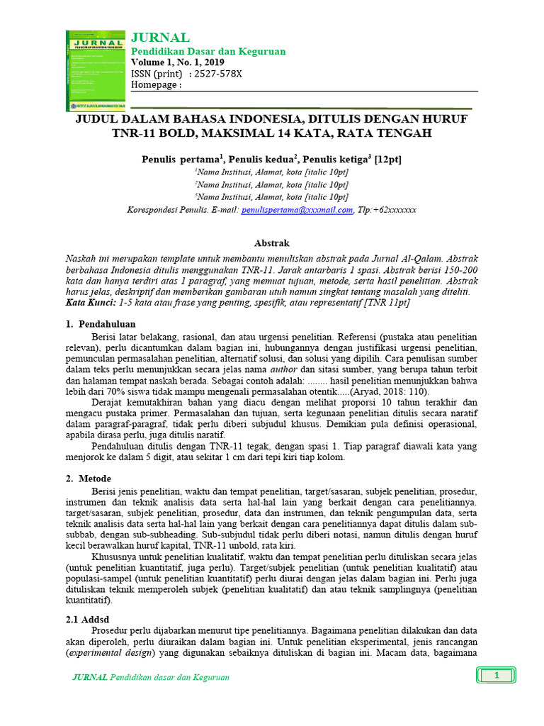 Template Jurnal Pendidikan Kualitatif | PDF | Karier & Perkembangan ...