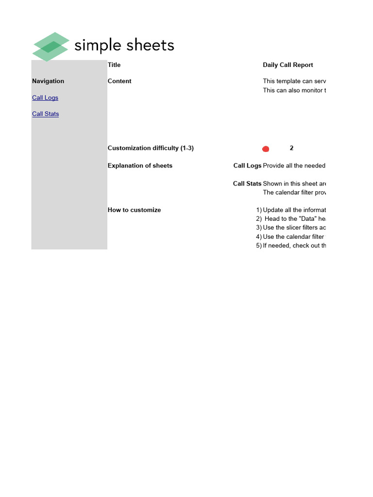 Daily Call Report Template in Excel | PDF | Microsoft Excel | Computing